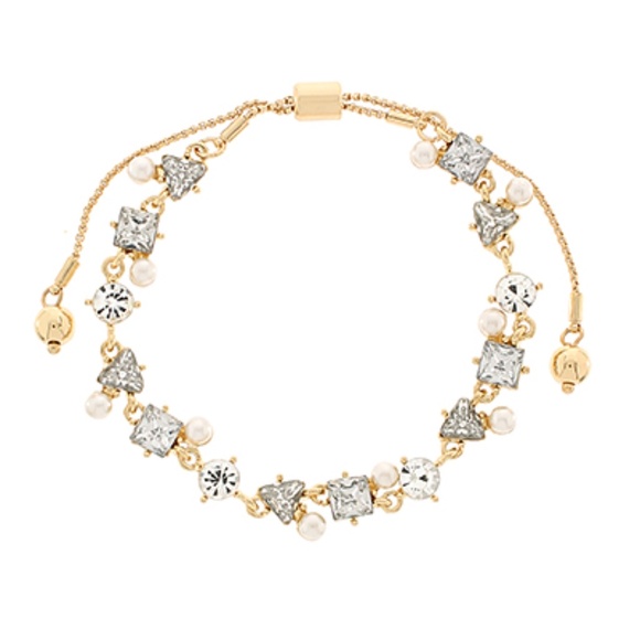 Multi Shape Crystal & Pearl Charm Bracelet - Picture 2 of 2